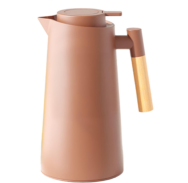 木柄保溫水壺, 1L, 1個, 可可棕
