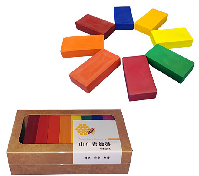 山仁 天然蜜蠟磚 華德福組, 8色, 1盒