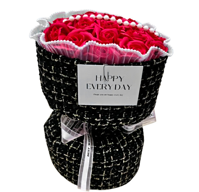 小香風香皂玫瑰花束 紅色玫瑰 居家裝飾 花禮, 1入