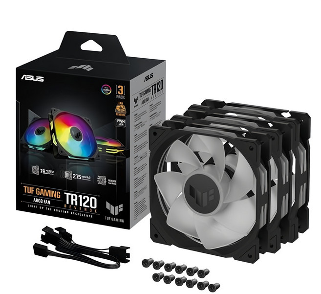 ASUS 華碩 TUF GAMING TR120 FAN ARGB 3IN1 3個, 黑色 + 透明色, 1組