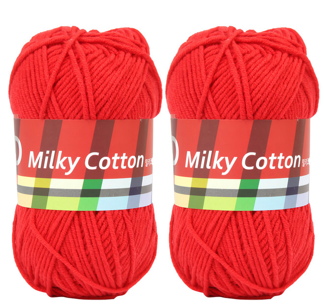 brandyarn Milky Cotton Red系列 棉混紡針織線 50g, 紅色, 2捲