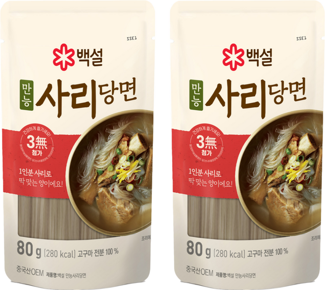 CJ BEKSUL 白雪 韓式冬粉, 80g, 2包