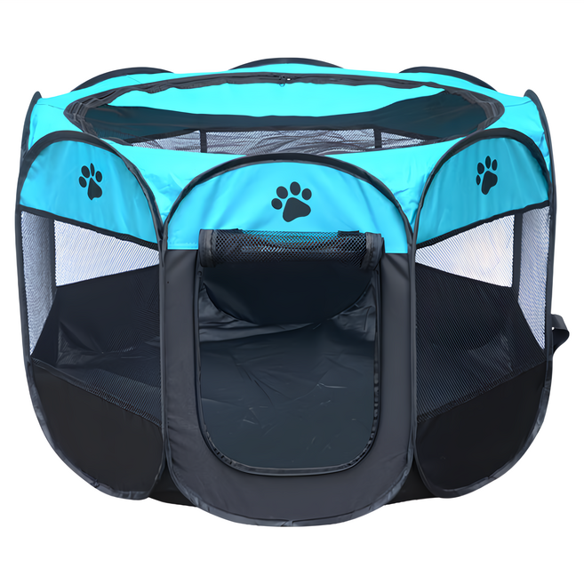 捷華 八角寵物籠, 寶藍色 + 黑色, 1個