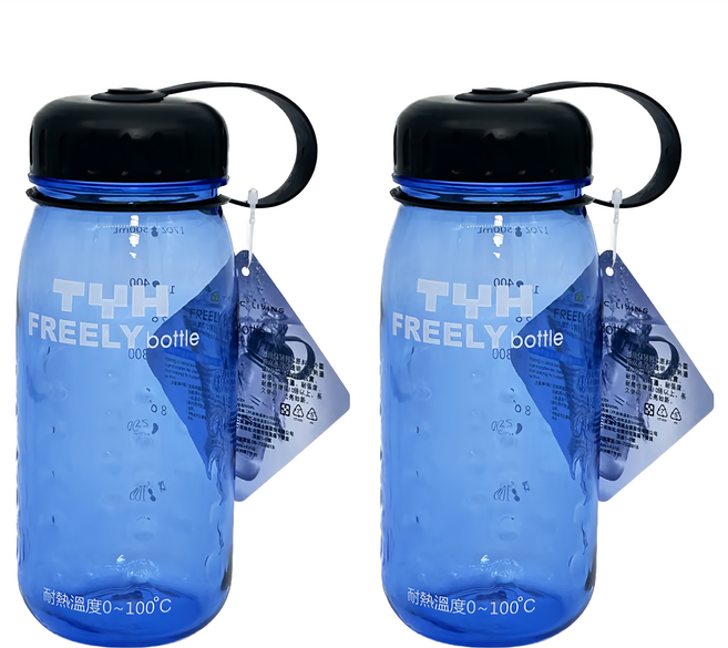 隨手圓形暢快瓶 水壺 隨行杯, 500ml, 2個, 藍色