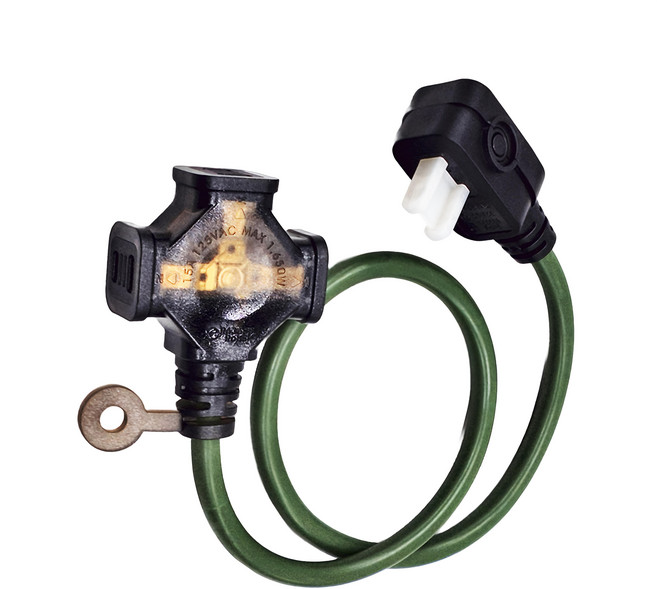 PowerWork 動力工廠 1對3座耐熱動力軟線, 0.6m, 軍綠, 1條