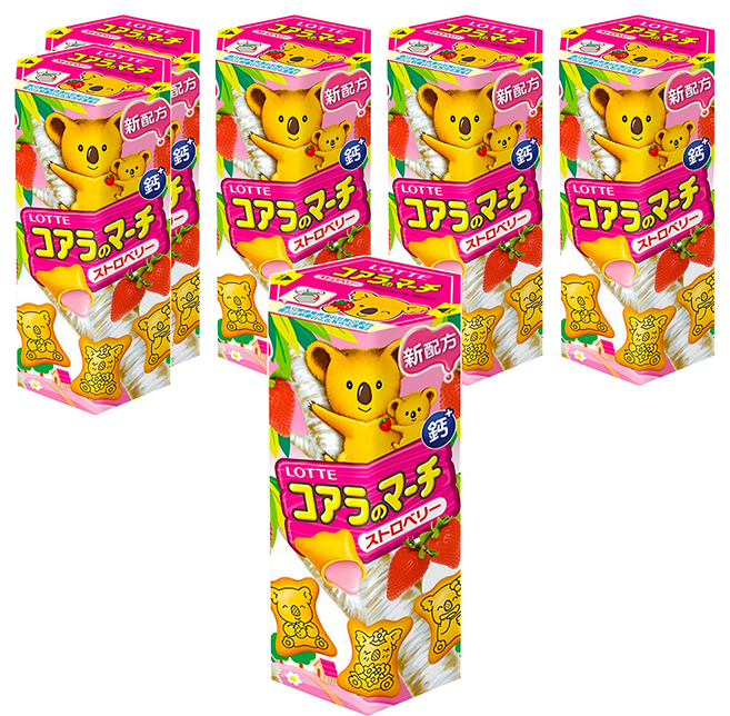LOTTE 樂天 小熊餅 草莓風味 6盒, 37g