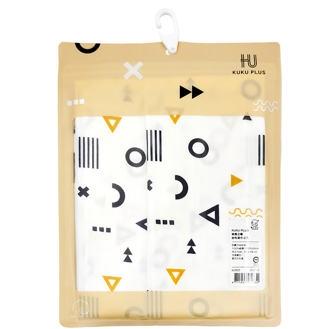 KU.KU Duckbill 酷咕鴨 KUKU PLUS 紗布澡巾2入 100%純棉 30 x 48 公分, 純真之瞳 白色, 1包