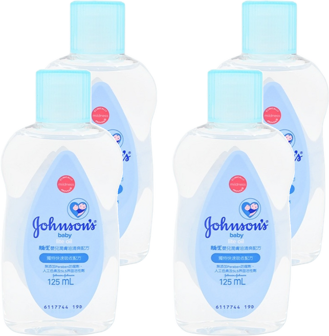 Johnson's 嬌生 嬰兒潤膚油 清爽配方, 125ml, 4瓶