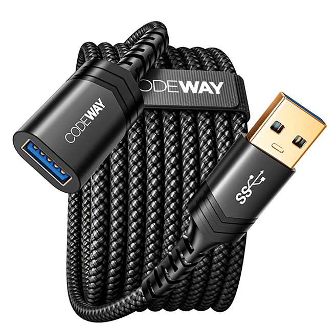 CODEWAY USB 3.0 5Gbps 公對母 高速傳輸延長線, 2m, 黑色, 1條