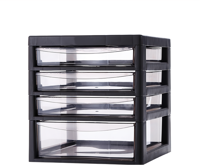 JEJ ASTAGE 辦公桌上型A4文件收納櫃 大抽x1 + 小抽x3, 深棕, 4層