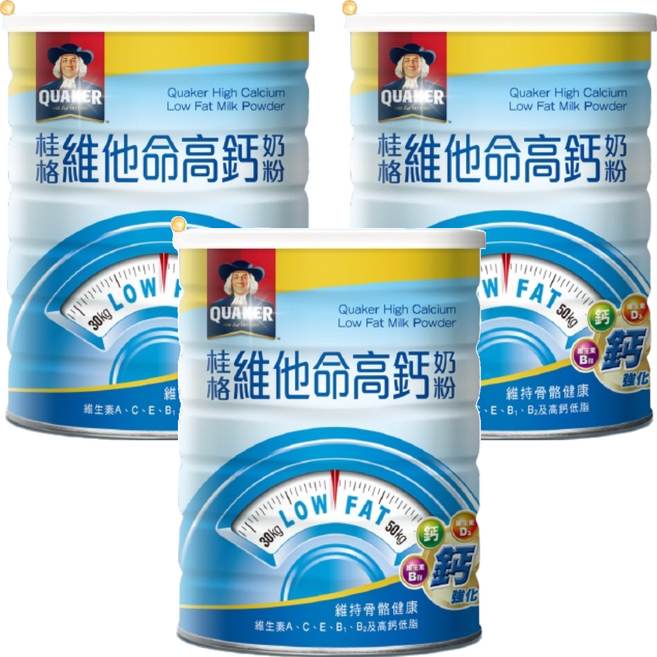 QUAKER 桂格 維他命高鈣奶粉, 1.65kg, 3罐