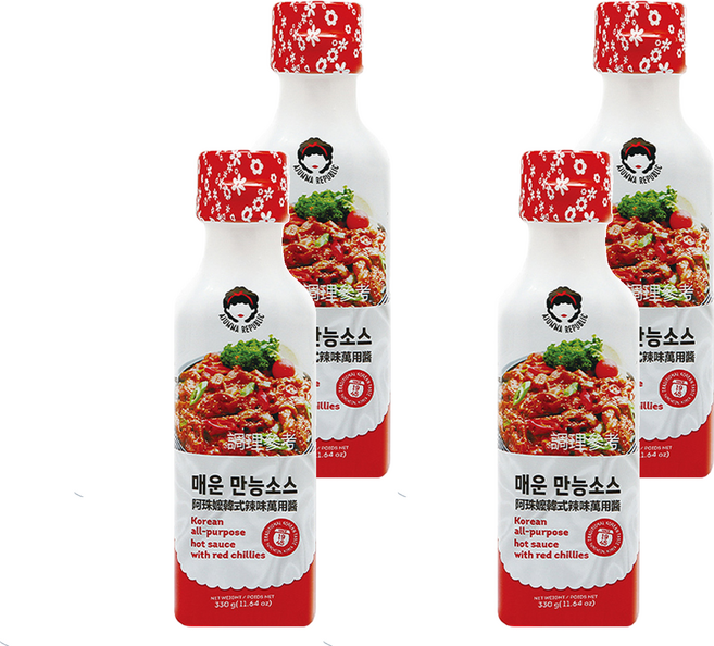 AJUMMA REPUBLIC 阿珠嬤 韓式辣味萬用醬, 330g, 4瓶