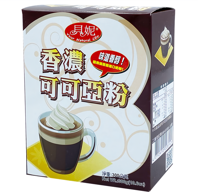 貝妮 香濃可可亞粉 使用紐西蘭進口奶粉 通過ISO HACCP食品管制系統, 300g, 1入, 1盒