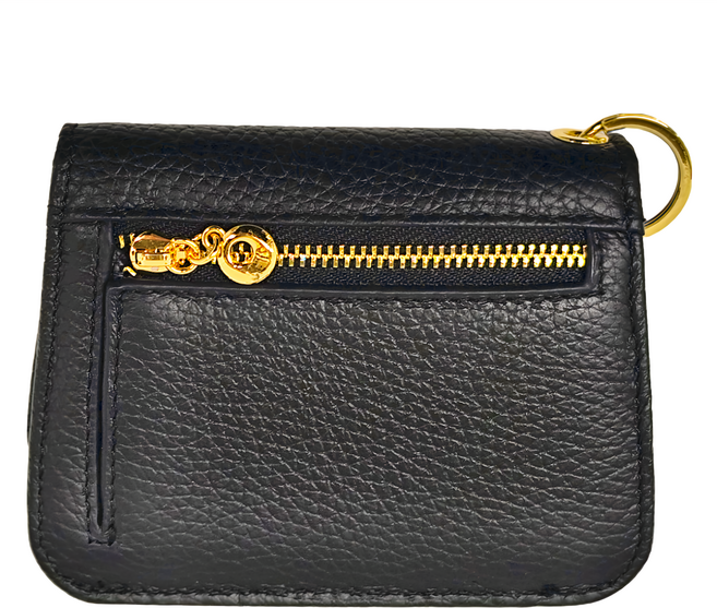 韓版RFID低調高級黑真皮零錢包 86g