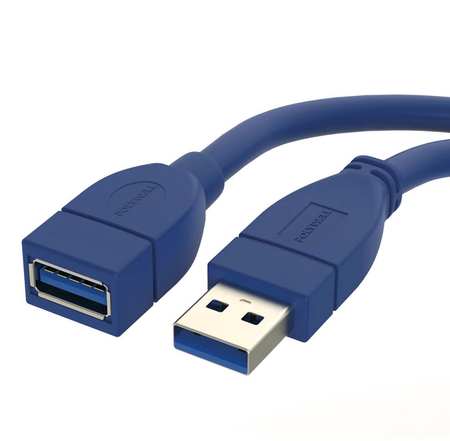POLYWELL 寶利威爾 USB3.0 Type-A 公對A母 3A高速延長線 PW15-W45-Q020 藍色, 2m, 1條