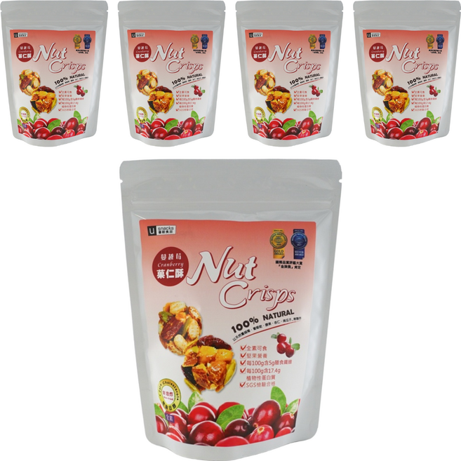優穀美身 蔓越莓菓仁酥, 60g, 5包