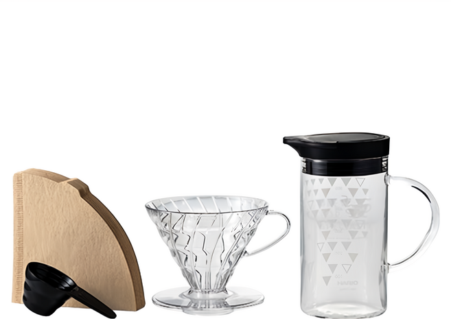 HARIO 好璃奧 V60感溫變色咖啡壺組, 500ml, 1組, 咖啡壺 + 濾紙 + 濾杯