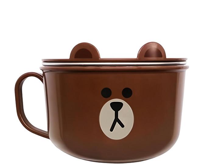LINE FRIENDS 不鏽鋼湯杯, 熊大 棕色, 1個