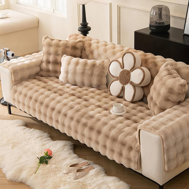 好物良品 南法香頌 雙色扎染輕奢高密度毛絨保暖沙發墊