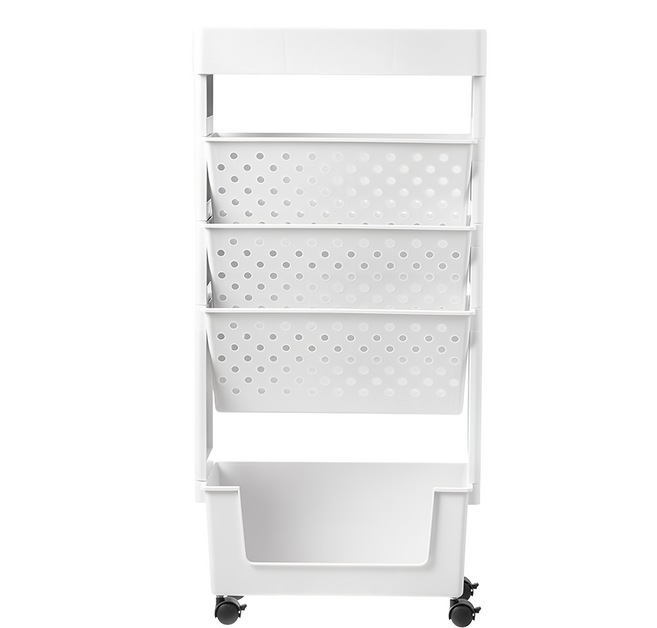 Tamsaa 移動式收納置物書架 5層 33 x 14 x 74cm, 白色