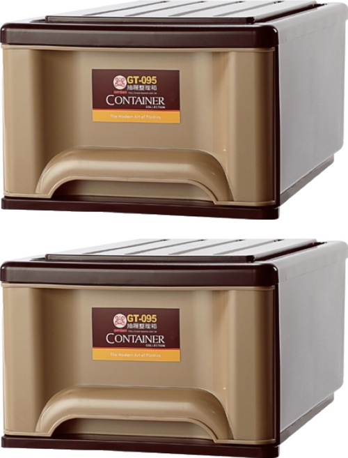 KEYWAY 聯府 抽屜整理箱 20L, 咖啡色, 2個