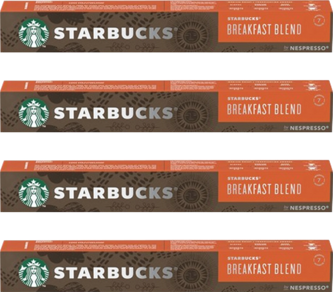 STARBUCKS 星巴克 早餐綜合咖啡膠囊 Nespresso 咖啡機專用, 5.6g, 10顆, 4盒