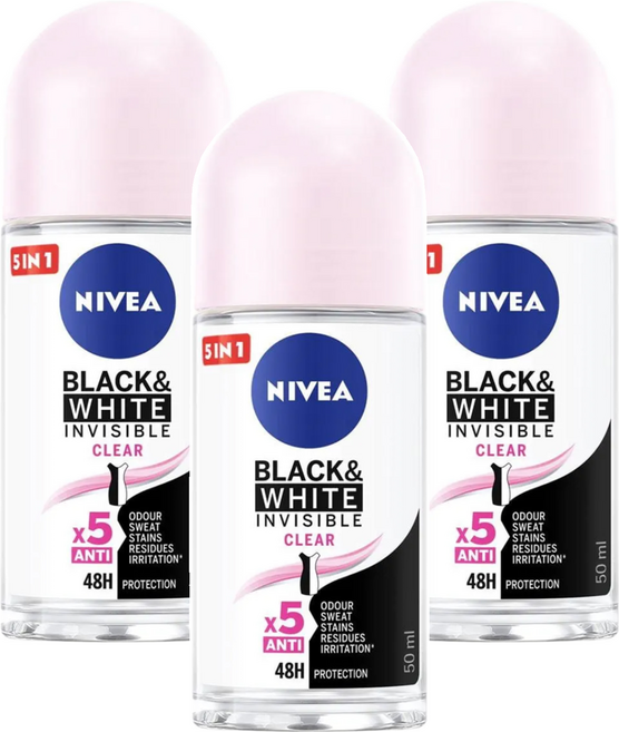 NIVEA 妮維雅 台灣公司貨 止汗爽身乳液 無印乾爽 滾珠瓶, 50ml, 3瓶