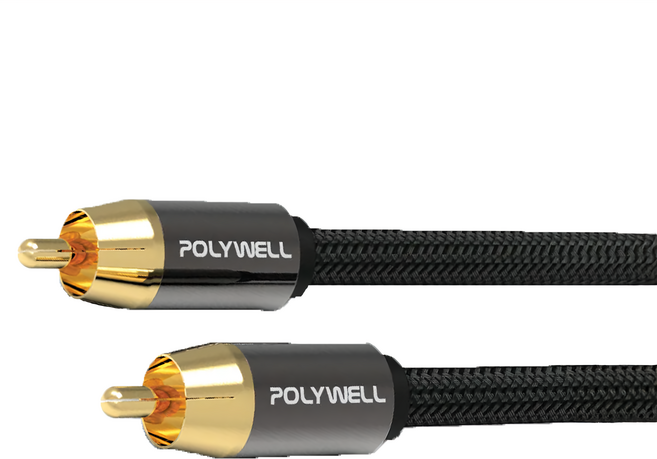 POLYWELL 寶利威爾 RCA數位同軸音源線 2m, PW15-W52-B071, 1條