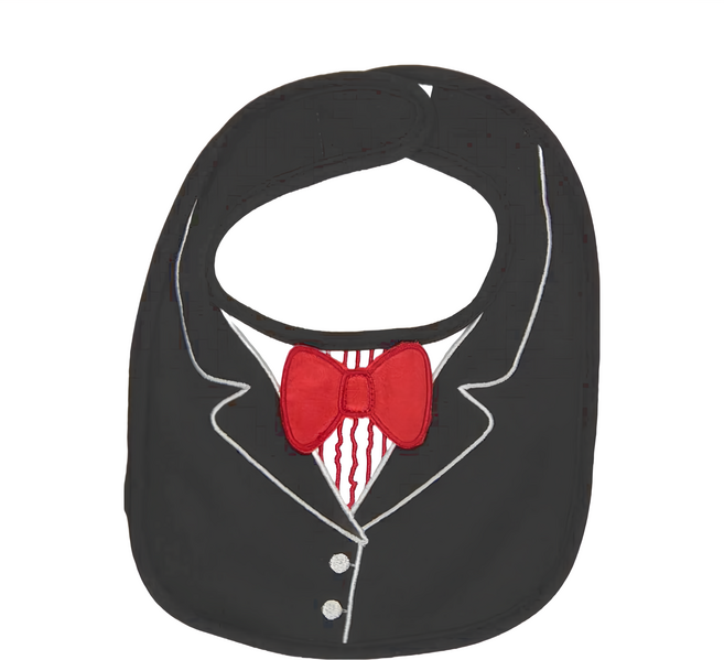 Frenchie mini couture 經典燕尾服圍兜 - 紅領結, 1件, 1件