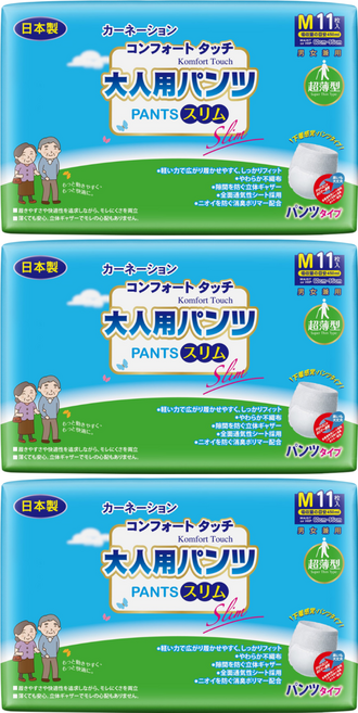 康乃馨 健護 超薄型健護成人照護褲, M, 11片, 3包