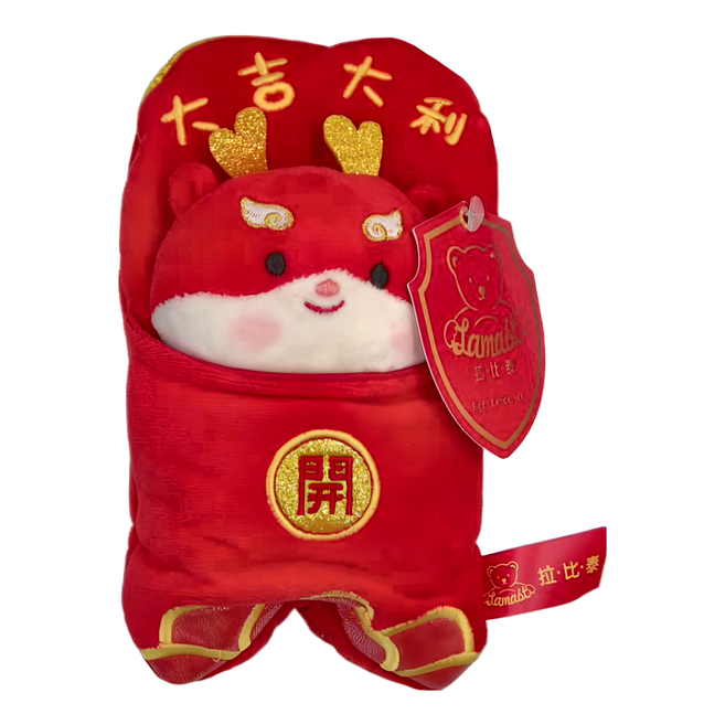 絨毛拉線小龍 背帶紅包
