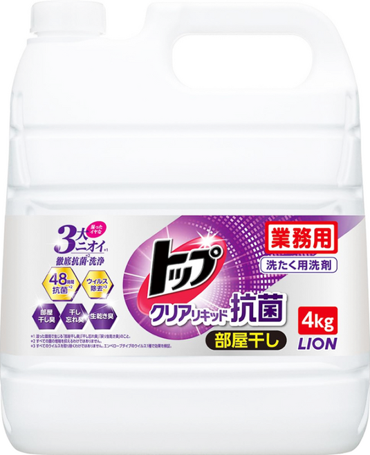 LION 獅王 Top 抗菌消臭洗衣 業務量販 室內晾衣, 4kg, 1桶