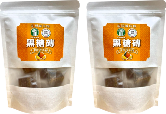 初誠良物 黑糖磚 古坑鄉農會聯名 古坑茂谷柑, 18g, 10個, 2包