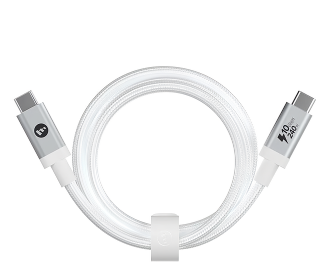 mophie USB-C-USB-C PD 240W USB3.2 編織快速充電傳輸線, 150cm, 白色, 1條