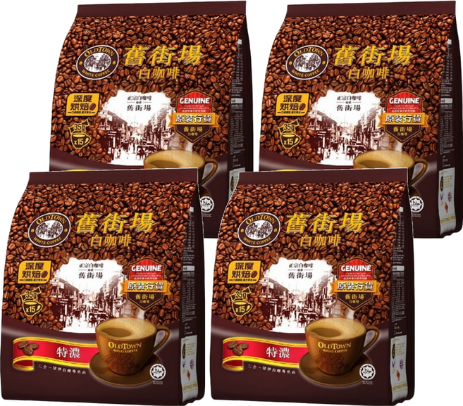 OLDTOWN WHITE COFFEE 舊街場白咖啡 3合1特濃白咖啡, 35g, 15條, 4袋