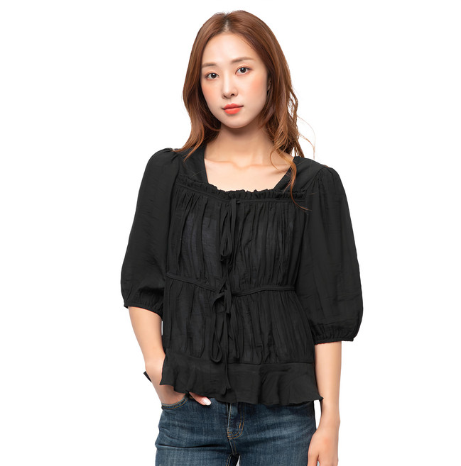 CARET 女款綁帶皺褶雪紡衫