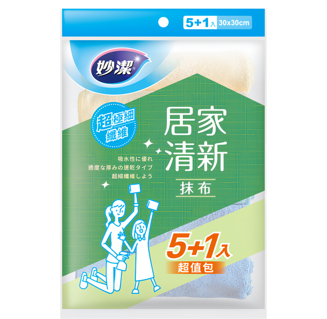 妙潔 居家清新抹布超值包 6個, 1包, 黃色 + 藍色 + 綠色