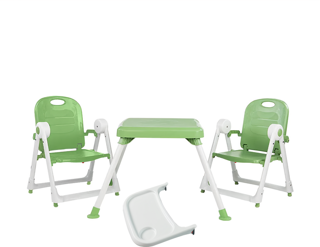 zoe Strollers 兩椅一桌雙人組合 附白色小餐盤, 抹茶綠