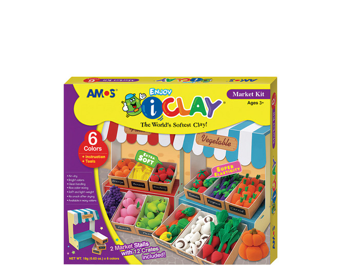 AMOS 阿摩司 6色輕黏土, 蔬菜世界, 18g, 1盒