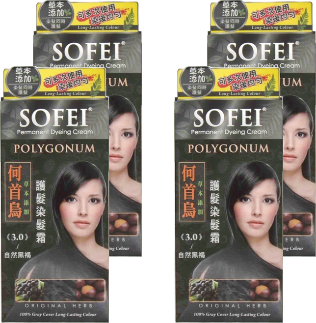 SOFEI 舒妃 草本護髮染 50g, 自然黑褐, 4盒