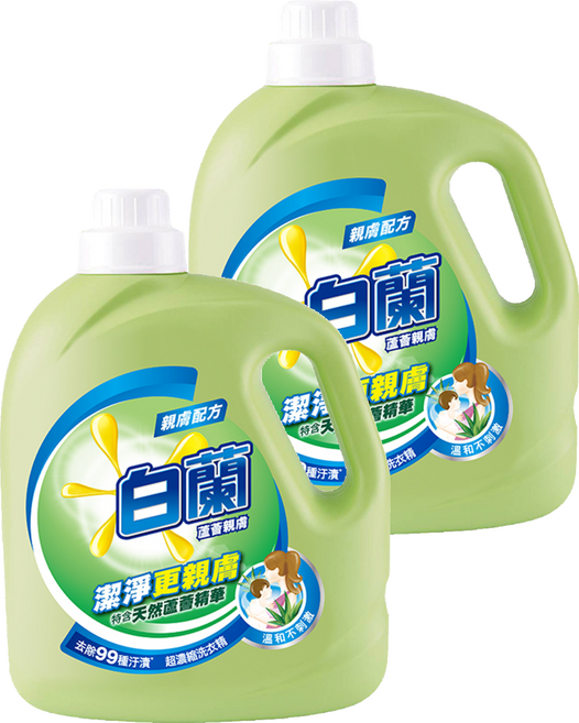 白蘭 蘆薈親膚洗衣精, 2.7kg, 2桶