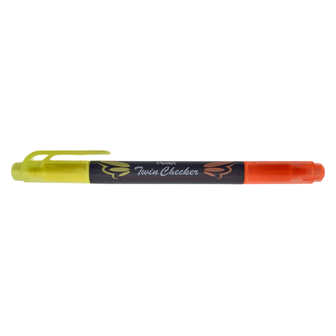 Pentel 飛龍文具 Twin Checker 雙色螢光筆, 黃橘, 12支