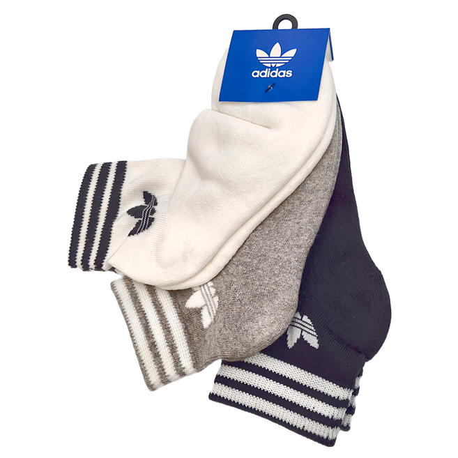 adidas 愛迪達 TREF ANK SCK HC 運動襪 3雙, 白色 + 黑色 + 灰色, 1組