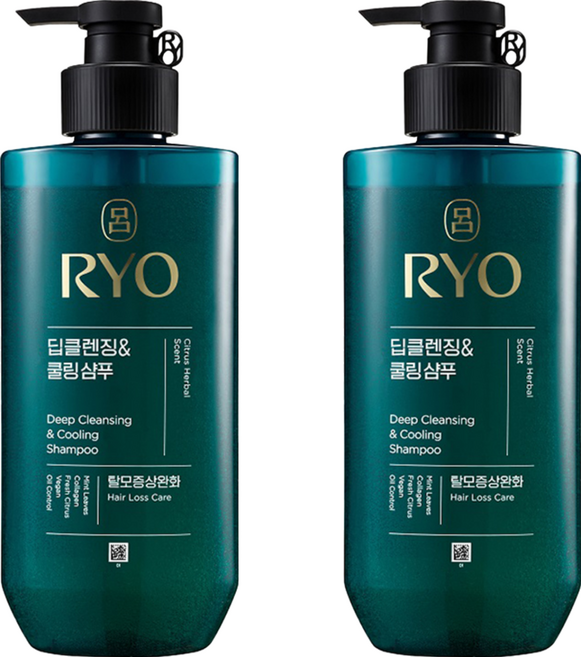RYO 呂 韓方頭皮瞬效修護洗髮精 清爽控油 480ml 深層清潔 頭髮護理, 2瓶