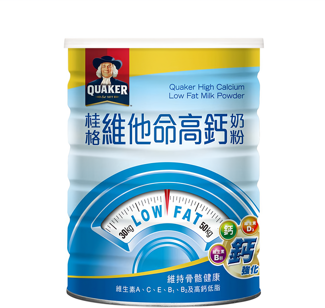 QUAKER 桂格 維他命高鈣奶粉, 1.65kg, 1罐