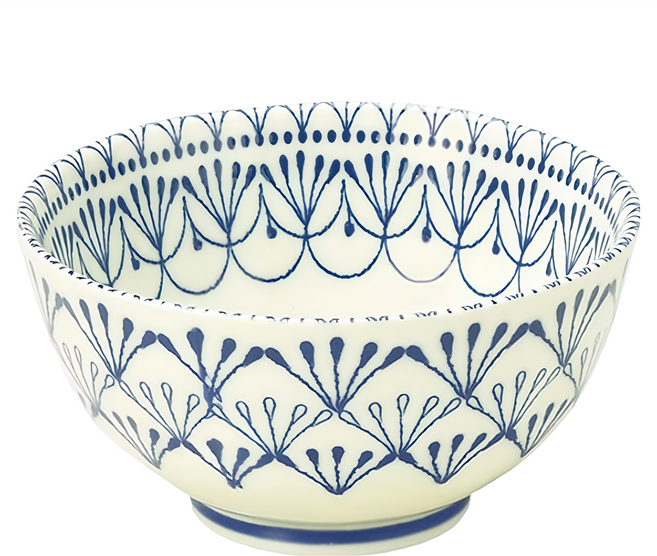 Sango 三鄉陶器 Mikke造型飯碗, 貓頭鷹 白色 + 藍色, 1個