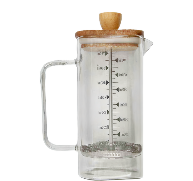 milomix 美樂美事 竹蓋玻璃濾壓壺 750ml, 1個