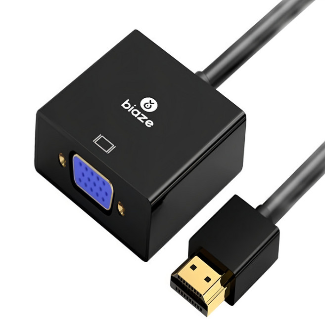 biaze 畢亞茲 HDMI轉VGA線轉換器 帶音頻供電 高清視頻轉接頭 相容款 黑色, BICB047, 1