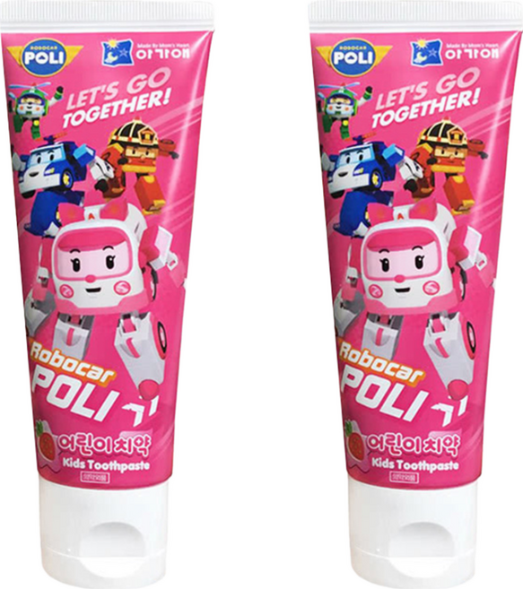 AGA-AE POLI 波力 救援小英雄 兒童牙膏 3歲以上 草莓, 80g, 2條