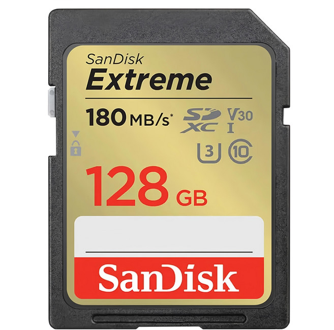 SanDisk 晟碟 Extreme SDXC V30 U3 C10 UHS-I 180MB/s R 90MB/s W 記憶卡 公司貨, 128GB, 1個
